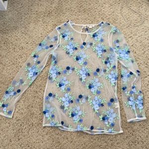 mesh embroidered shirt